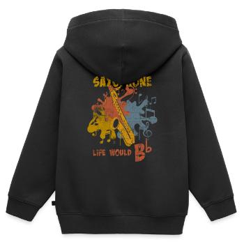 Saxofon - Kinder Premium Organic Zip Hoodie - Schwarz - Hinten - AI Model Kid Male (0cm)