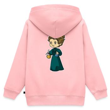 Marie Curie - Kinder Premium Organic Zip Hoodie - Rosa - Hinten - AI Model Kid Female (0cm)