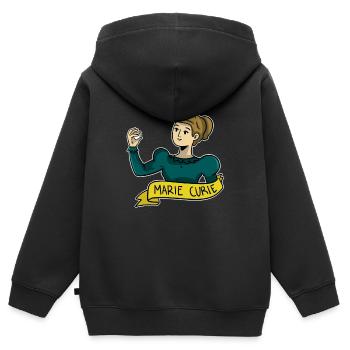 Marie Curie - Sweat Premium à capuche zippé enfant bio - noir - Dos - AI Model Kid Male (0cm)