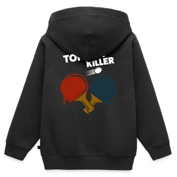 Tischtennis - Kinder Premium Organic Zip Hoodie - Schwarz - Hinten - AI Model Kid Male (0cm)
