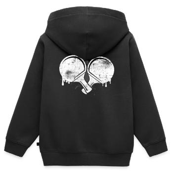 Tischtennis - Kinder Premium Organic Zip Hoodie - Schwarz - Hinten - AI Model Kid Male (0cm)
