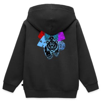 RPG Cubes Dice Ours battle Pen and Paper - Sweat Premium à capuche zippé enfant bio - noir - Dos - AI Model Kid Male (0cm)