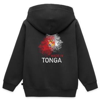 Tonga - Kinder Premium Organic Zip Hoodie - Schwarz - Hinten - AI Model Kid Male (0cm)