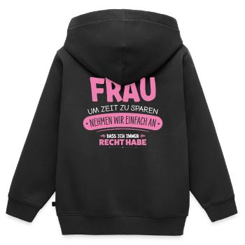 Frau - Kinder Premium Organic Zip Hoodie - Schwarz - Hinten - AI Model Kid Male (0cm)