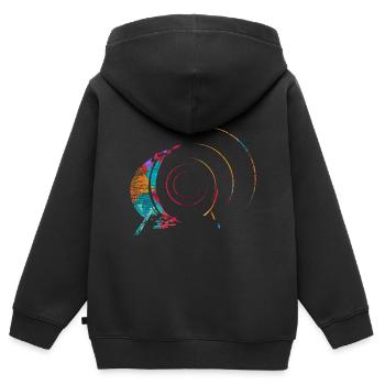 Cadeau Drum n Bass - Sweat Premium à capuche zippé enfant bio - noir - Dos - AI Model Kid Male (0cm)
