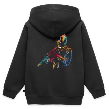 Oboe Geschenk - Kinder Premium Organic Zip Hoodie - Schwarz - Hinten - AI Model Kid Male (0cm)