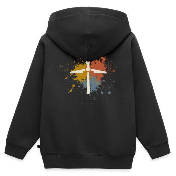Énergie éolienne - Sweat Premium à capuche zippé enfant bio - noir - Dos - AI Model Kid Male (0cm)