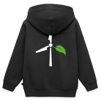 Énergie éolienne - Sweat Premium à capuche zippé enfant bio - noir - Dos - AI Model Kid Male (0cm)