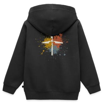 Énergie éolienne - Sweat Premium à capuche zippé enfant bio - noir - Dos - AI Model Kid Male (0cm)