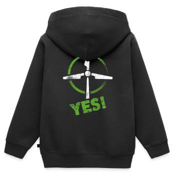 Énergie éolienne - Sweat Premium à capuche zippé enfant bio - noir - Dos - AI Model Kid Male (0cm)