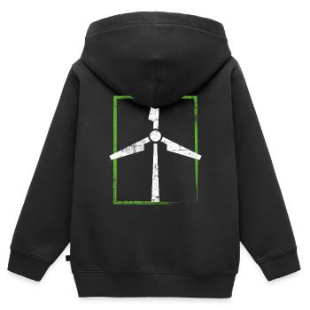 Énergie éolienne - Sweat Premium à capuche zippé enfant bio - noir - Dos - AI Model Kid Male (0cm)