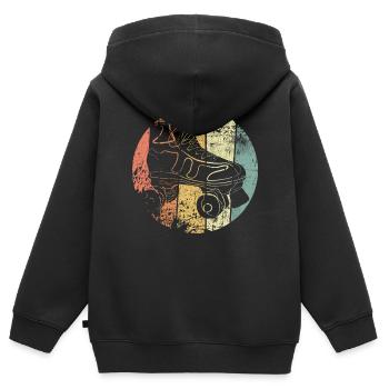 Patin à roulettes - Sweat Premium à capuche zippé enfant bio - noir - Dos - AI Model Kid Male (0cm)