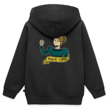 Cadeau de physicien Marie Curie - Sweat Premium à capuche zippé enfant bio - noir - Dos - AI Model Kid Male (0cm)