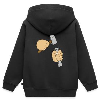 Tailleur de pierre homme-cadeau - Sweat Premium à capuche zippé enfant bio - noir - Dos - AI Model Kid Male (0cm)