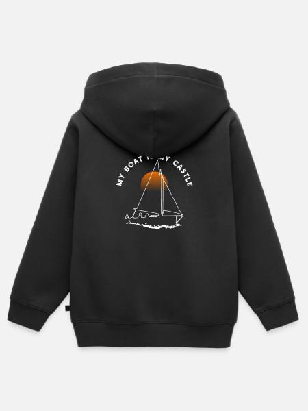 My Boat is my Castle Boot Bootsfahrt bootfahren - Premium børne zip-hættetrøje økologisk - sort
