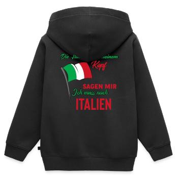 Italien Shirt • Ich muss nach Italien • Geschenk - Kinder Premium Organic Zip Hoodie - Schwarz - Hinten - AI Model Kid Male (0cm)