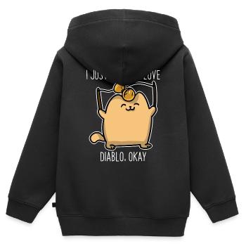 Diabolo Kätzchen - Kinder Premium Organic Zip Hoodie - Schwarz - Hinten - AI Model Kid Male (0cm)