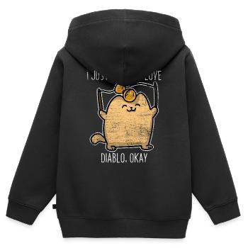 Diabolo Kätzchen Geschenk - Kinder Premium Organic Zip Hoodie - Schwarz - Hinten - AI Model Kid Male (0cm)