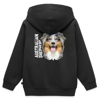 Australian Shepherd - Sweat Premium à capuche zippé enfant bio - noir - Dos - AI Model Kid Male (0cm)