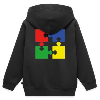 Puzzles - Kids Premium Organic Zip-up Hoodie - black - Back - AI Model Kid Male (0cm)