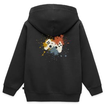 Gamer - Kinder Premium Organic Zip Hoodie - Schwarz - Hinten - AI Model Kid Male (0cm)