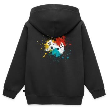 Zocken Gaming - Kinder Premium Organic Zip Hoodie - Schwarz - Hinten - AI Model Kid Male (0cm)