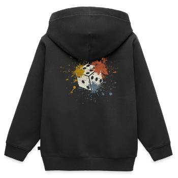 Würfel - Kinder Premium Organic Zip Hoodie - Schwarz - Hinten - AI Model Kid Male (0cm)