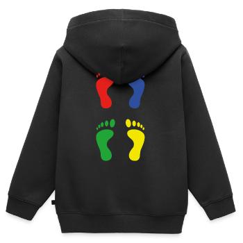 Fuß Fußabdruck - Kinder Premium Organic Zip Hoodie - Schwarz - Hinten - AI Model Kid Male (0cm)