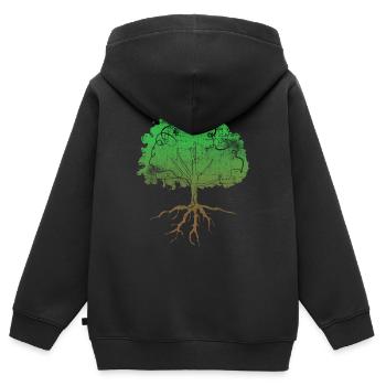 Baum - Kinder Premium Organic Zip Hoodie - Schwarz - Hinten - AI Model Kid Male (0cm)