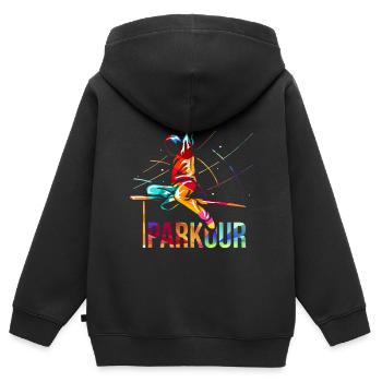 Parkour gift - Kids Premium Organic Zip-up Hoodie - black - Back - AI Model Kid Male (0cm)