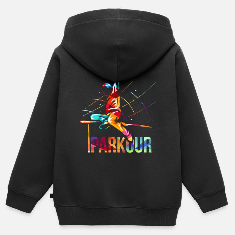 Parkour Geschenk - Kinder Premium Organic Zip Hoodie - Schwarz