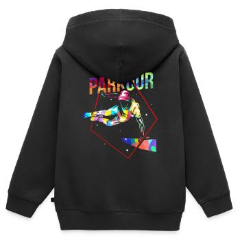 Parkour gift - Kids Premium Organic Zip-up Hoodie - black - Back - AI Model Kid Male (0cm)
