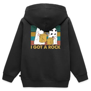 J'ai eu un rocher drôle halloween - Sweat Premium à capuche zippé enfant bio - noir - Dos - AI Model Kid Male (0cm)