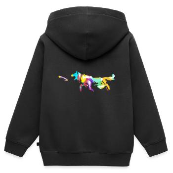Discdogging - Kinder Premium Organic Zip Hoodie - Schwarz - Hinten - AI Model Kid Male (0cm)