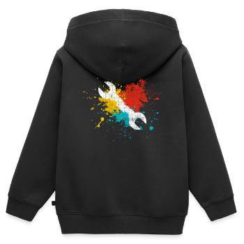Werkzeug - Kinder Premium Organic Zip Hoodie - Schwarz - Hinten - AI Model Kid Male (0cm)