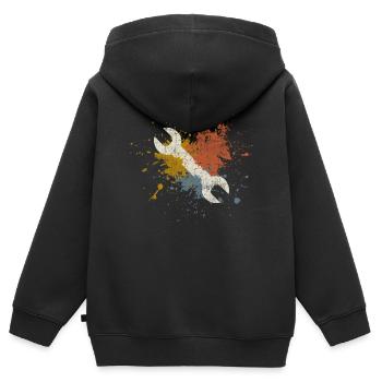 Werkzeug - Kinder Premium Organic Zip Hoodie - Schwarz - Hinten - AI Model Kid Male (0cm)