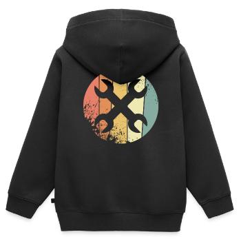 Werkzeug retro - Kinder Premium Organic Zip Hoodie - Schwarz - Hinten - AI Model Kid Male (0cm)