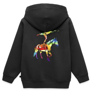 Voltigieren - Kinder Premium Organic Zip Hoodie - Schwarz - Hinten - AI Model Kid Male (0cm)