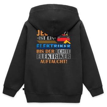 Jeder Ist Ein Elektriker Bis Der Echte Elektriker - Kinder Premium Organic Zip Hoodie - Schwarz - Hinten - AI Model Kid Male (0cm)