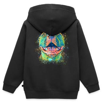 Niedlicher Pitbull - Kinder Premium Organic Zip Hoodie - Schwarz - Hinten - AI Model Kid Male (0cm)