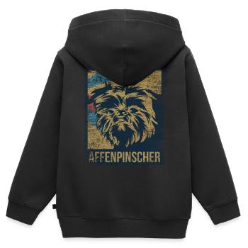 Affenpinscher Pinscher - Kinder Premium Organic Zip Hoodie - Schwarz - Hinten - AI Model Kid Male (0cm)