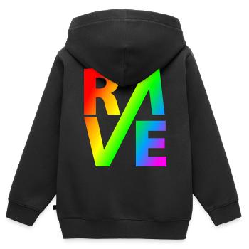 Rave Regenbogen Lgbt - Kinder Premium Organic Zip Hoodie - Schwarz - Hinten - AI Model Kid Male (0cm)
