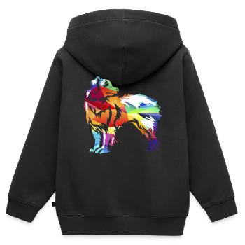 Australian Shepherd - Sweat Premium à capuche zippé enfant bio - noir - Dos - AI Model Kid Male (0cm)