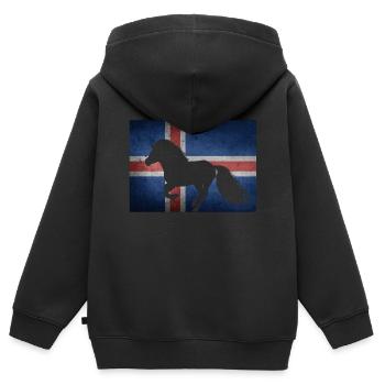 Islandpferd Flagge Island Reiter Geschenkidee - Kinder Premium Organic Zip Hoodie - Schwarz - Hinten - AI Model Kid Male (0cm)