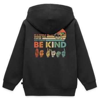 In A World Where You Can Be Anything Be Kid - Kids Premium Organic Zip-up Hoodie - black - Back - AI Model Kid Male (0cm)