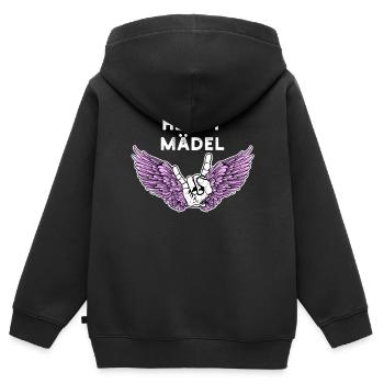 Heavy Girl Heavy Metal pour Femmes Dames Filles - Sweat Premium à capuche zippé enfant bio - noir - Dos - AI Model Kid Male (0cm)