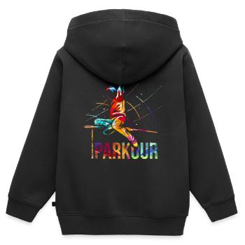 Parkour Geschenk - Kinder Premium Organic Zip Hoodie - Schwarz - Hinten - AI Model Kid Male (0cm)