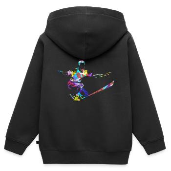 Slackline - Kinder Premium Organic Zip Hoodie - Schwarz - Hinten - AI Model Kid Male (0cm)