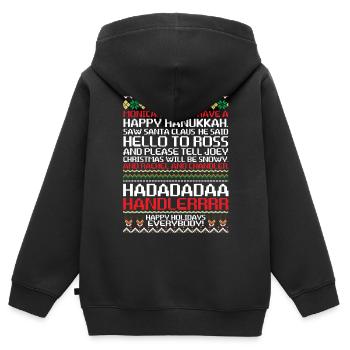 Monica Monica Monica Happy Hanukkah Saw Santa - Kinder Premium Organic Zip Hoodie - Schwarz - Hinten - AI Model Kid Male (0cm)