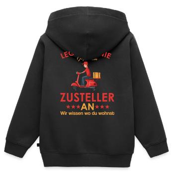 Zusteller shirt Lieferant shirt Zusteller Geschenk - Kinder Premium Organic Zip Hoodie - Schwarz - Hinten - AI Model Kid Male (0cm)